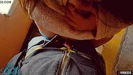 stepbro and sis cum in panties outdoors.