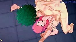 Kinoko Komori and Mei Hatsume with Izuku Midoriya in intense sex scenes