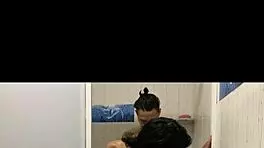 i was deepthroating a monster cock in the bathroom pov, big tits bouncing, cum in mouth