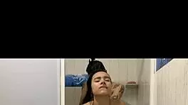 i was deepthroating a monster cock in the bathroom pov, big tits bouncing, cum in mouth