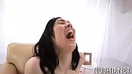 Tiny teen goes wild with hardcore sucking and wet pussy action.