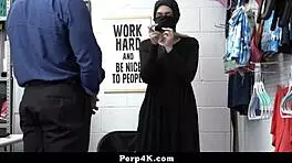 Security officer catches hijab teen shoplifter in office confrontation