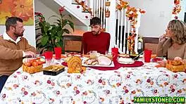 Redheads Arietta and Cherry Invite Their Friend Nate to Their House for Thanksgiving Dinner