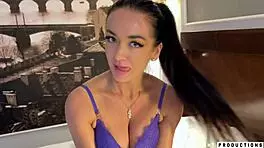 zuzu sweetly licks and swallows daddy's cock