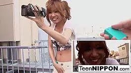 Cute japanese teen wears vibrator in shorts, gets blowjob, facial cumshot, hardcore sex 😈