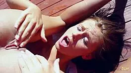 Cute Teen Lesbians Kiss And Trib In Swimming Pool