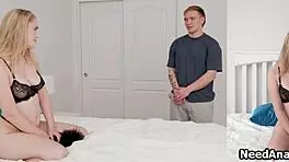 Roommates role playing turns to deep anal hammering with buttplug and lingerie