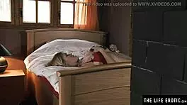 a daring blonde girl sneaks into a stranger's house and fingers her clit in lingerie