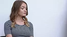 cute redhead regrets stealing and gets punished with blowjob and doggystyle