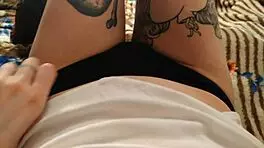 horny babe goes wild, slamming herself with a big dildo