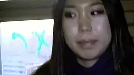 Young Asian babe sucks dick and gives ass in public