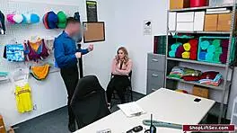 Teen student in lingerie gets fucked orally at office for stealing