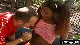 Black Teen 18+ Fucks Outdoor in Hardcore Action Scene