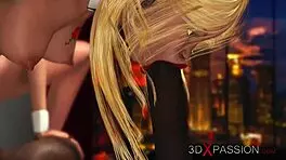 3D Cuckold Scene with Young Blonde Fucked by Big Black Cock