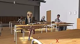 3D Cuckold Scene with Young Blonde Fucked by Big Black Cock