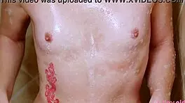 Charming Brunette Model Takes A Relaxing Shower