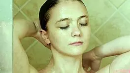 Charming Brunette Model Takes A Relaxing Shower