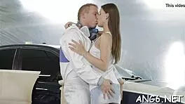 Naughty teen delights with juicy blowjob and rough shlong riding.