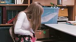 Teenage shoplifter Dolly Leigh SCREAMS while RIDING security guard's cock