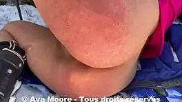 ava moore gets surprised by skiers while fingering her ass on the train