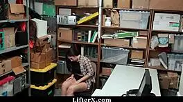 chubby teen 18+ gets dominated for stealing in the garage
