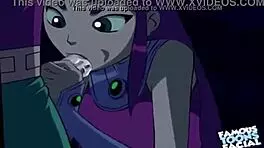 starfire feels intense emotions during doggystyle with robin in hentai