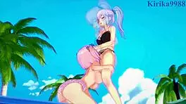 yagy and hibari intense lesbian play and futanari sex - senran kagura hentai