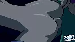 starfire feels intense emotions during doggystyle with robin in hentai