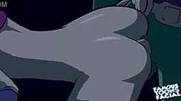 starfire feels intense emotions during doggystyle with robin in hentai