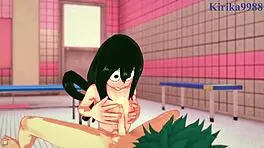 himiko toga and tsuyu asui and izuku midoriya engage in intense sex in my hero academia hentai