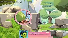 horny young female orc face-sits lucky boy in nature game review! 😏