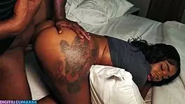 Amateur Ebony Girl Sucks and Fucks Monster BBC During Netflix and Chill