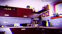 Babysitter's big bare ass in kitchen