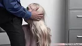 Clueless petite 18+ blonde shoplifter caught and taken hard.