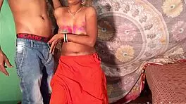 Spent Holi night with aunt in wild anal action! Bhabhi begged for new hard style in Indian 3some.