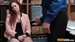 Nervous redhead teen 18+ thief punish fucked by an officer