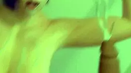 Sexy trans freak takes dilf's big black cock all over house