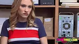 Cute Blondie Caught Stealing By Mall Security Guard