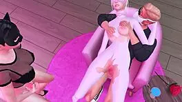 Wife cheats with friend and futanari mistress in 3d blowbang