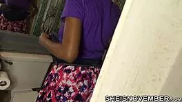 PRETTY BROWN SKIN GIRL VOYEUR With Sexy Thighs Dresses in Bathroom