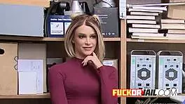 beautiful skinny blonde rides monstercock in office!