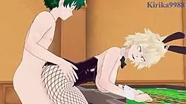 mitsuki bakugo and kyoka jiro and izuku midoriya bunny girl intense sex - my hero academia hentai 😍