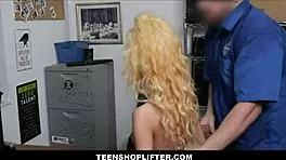 Tiny Blonde Teen Makes Deal With Security Officer.