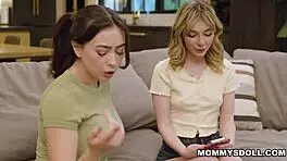 Stepdaughter demi hawks joins friend chloe surreal and her stepmom serene siren having sex after she caught them in the act