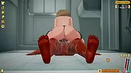 3d hentai blonde adventures in bathroom with big monster cock