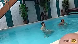 in hunt4k, the wife offers a blowjob and fucking for free spa time, cuckolding her husband in pov