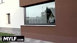 oh wow, beautiful milf in bikini seduces boy next door and takes hot jizz on face!