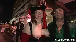 Naked Sexy Amateurs Teasing and Playing on Public Street