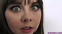 The teen says, 'Watch me tease the neighbor while the blonde gives a blowjob in our naked family competition'