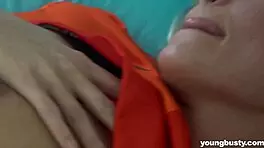 Busty Young Jessie MASTURBATING Her Shaved Pussy